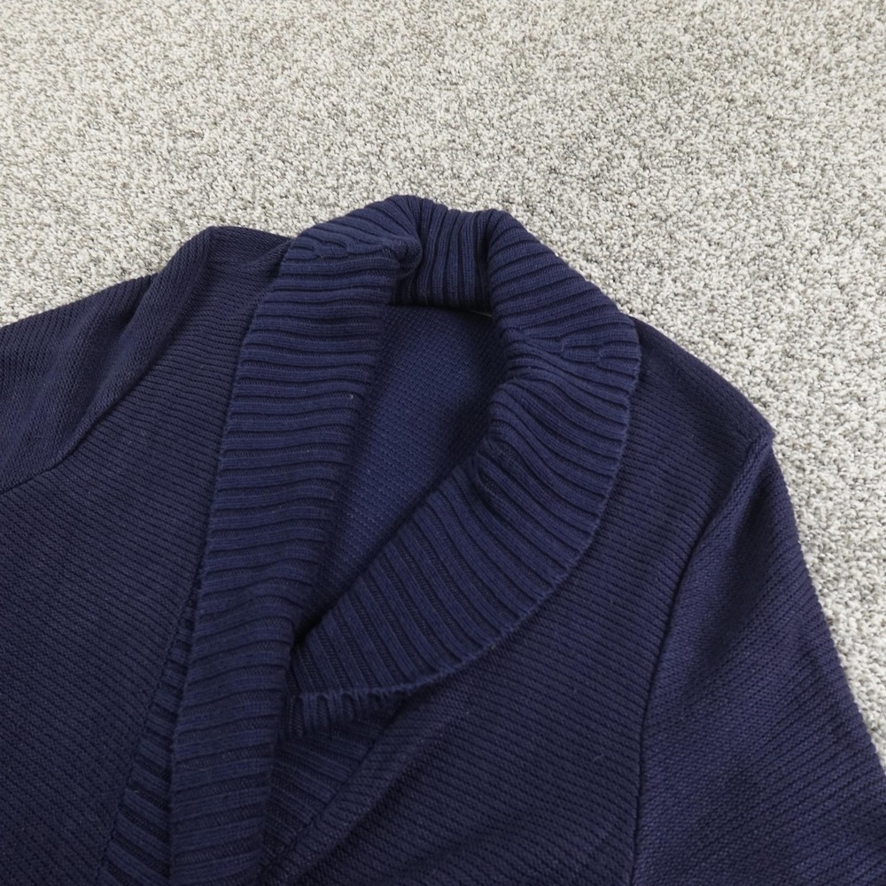 Eddie Bauer Sweater Womens L Blue Shawl‎ Collar Open Front Cardigan Knit Outdoor